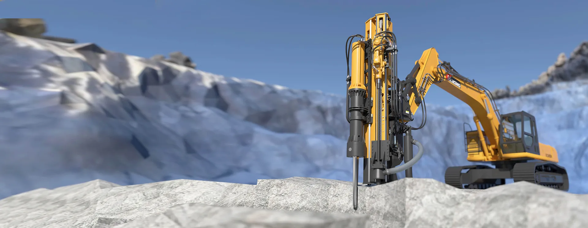 Perforadora y divisor de rocas hidráulica montada en excavadora
