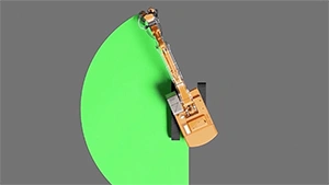 Animación en 3D de divisor de roca hidráulico